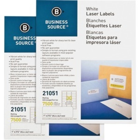 BUSINESS SOURCE Label, Ij/Laser, 1X2.6, We, 7500 BSN21051CT